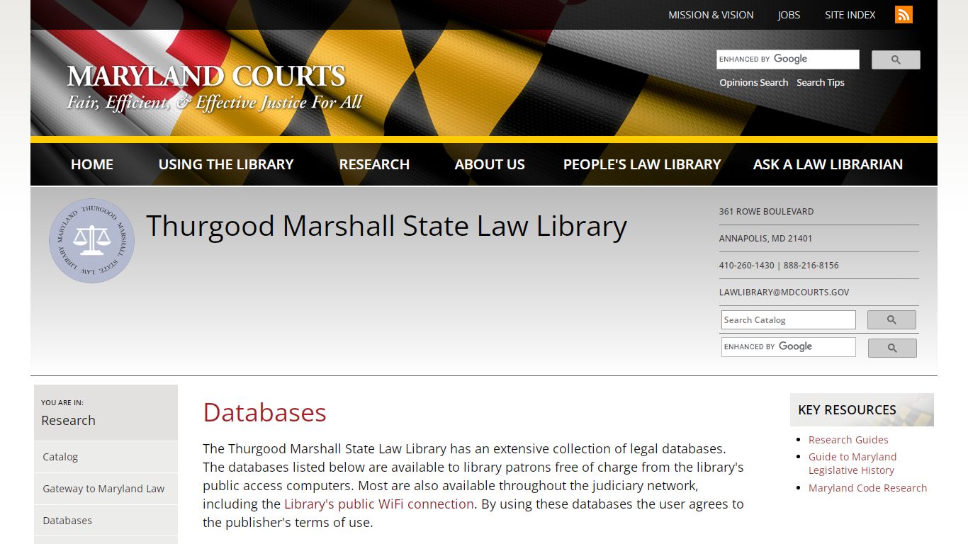 Databases | Maryland Courts